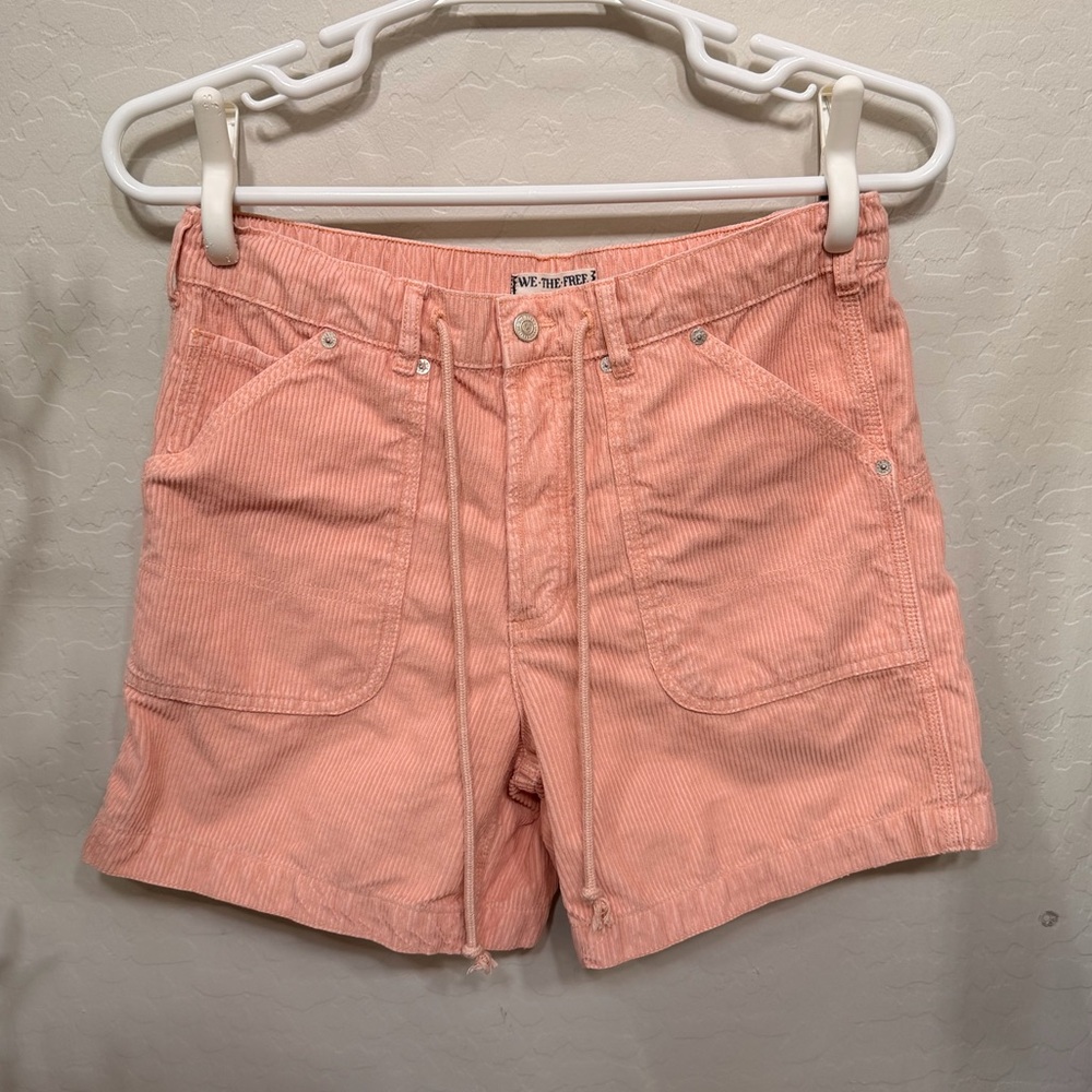 Free People Corduroy Drawstring High-Rise Shorts Bermuda 100% Cotton
